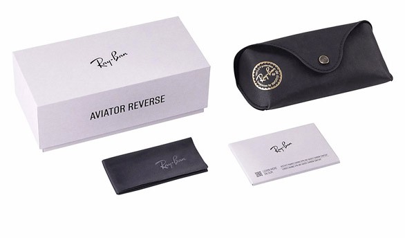 Sunglasses Ray-Ban Aviator Reverse RB R0101S (92023A) color oro rosé shape aviator lenses blu