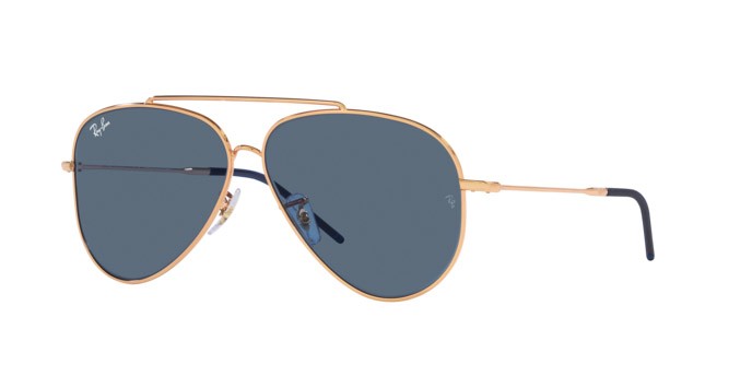 Sunglasses Ray-Ban Aviator Reverse RB R0101S (92023A) color oro rosé shape aviator lenses blu