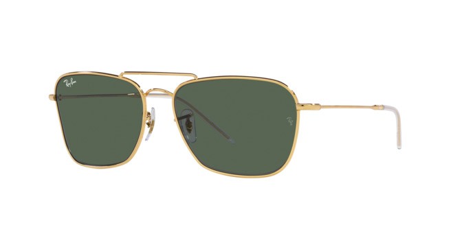 Sonnenbrillen Ray-Ban Caravan Reverse RB R0102S (001/VR) farbe oro form quadratisch gläser verde