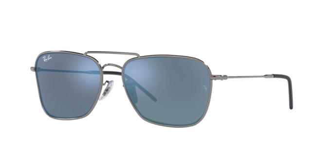 Sonnenbrillen Ray-Ban Caravan Reverse RB R0102S (004/GA) farbe gunmetal form quadratisch gläser azzurro