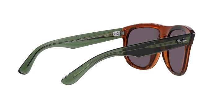 Occhiali da sole Ray-Ban Boyfriend Reverse RB R0501S (67102O) colore marrone chiaro trasparente forma quadrato lenti oro chiaro