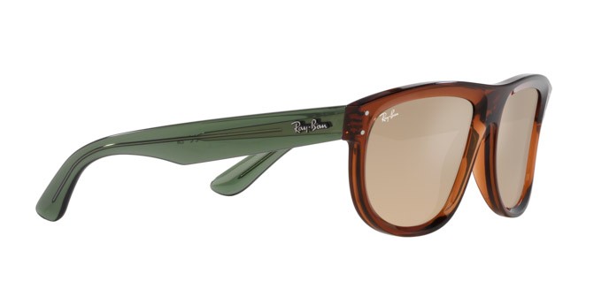 Occhiali da sole Ray-Ban Boyfriend Reverse RB R0501S (67102O) colore marrone chiaro trasparente forma quadrato lenti oro chiaro