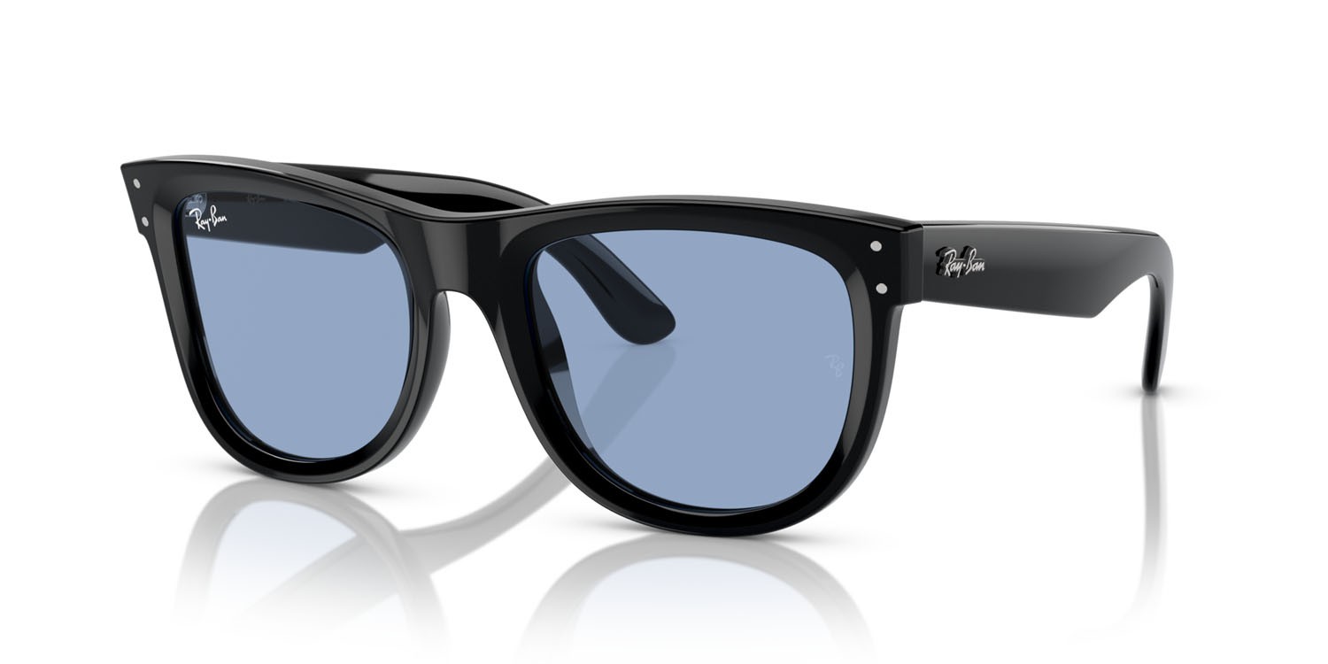 Sonnenbrillen Ray-Ban Wayfarer Reverse RB R0502S (667772) farbe nero form quadratisch gläser azzurro