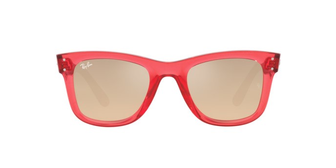 Sonnenbrillen Ray-Ban Wayfarer Reverse RB R0502S (67132O) farbe rosso trasparente form quadratisch gläser oro chiaro