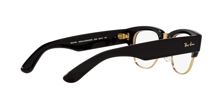 Occhiali da vista Ray-Ban Mega Clubmaster RX 0316V (2000) - RB 0316V 2000 colore nero su oro forma quadrato lenti trasparente