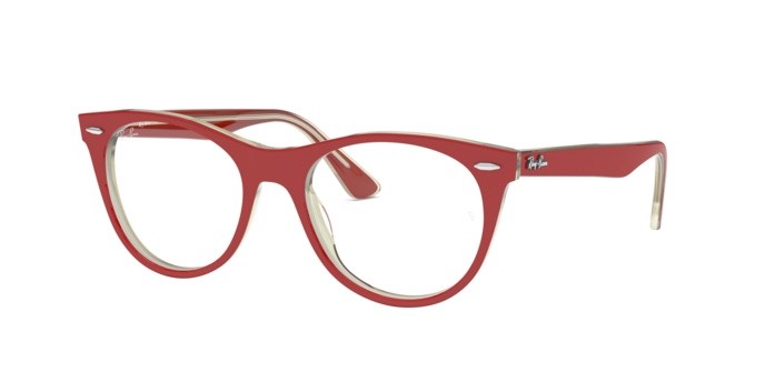 Brillen Ray-Ban Wayfarer II RX 2185V (5987) - RB 2185V 5987 farbe red on top trasparent grey form pantos gläser demo lens