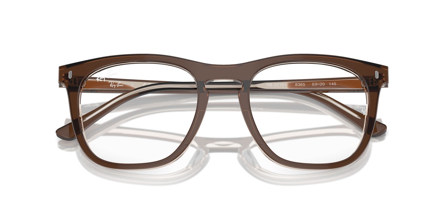 Brillen Ray-Ban RX 2210V (8365) - RB 2210V 8365 farbe brown on transparent light brown form quadratisch gläser trasparente