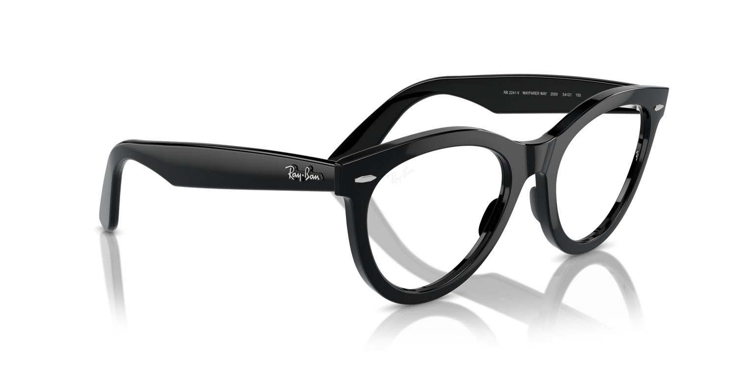 Eyeglasses Ray-Ban Wayfarer Way RX 2241V (2000) - RB 2241V 2000 color nero shape round lenses trasparente