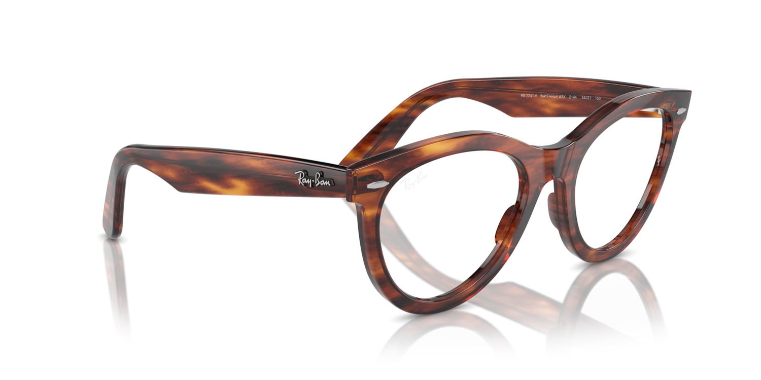 Eyeglasses Ray-Ban Wayfarer Way RX 2241V (2144) - RB 2241V 2144 color striato havana shape round lenses trasparente