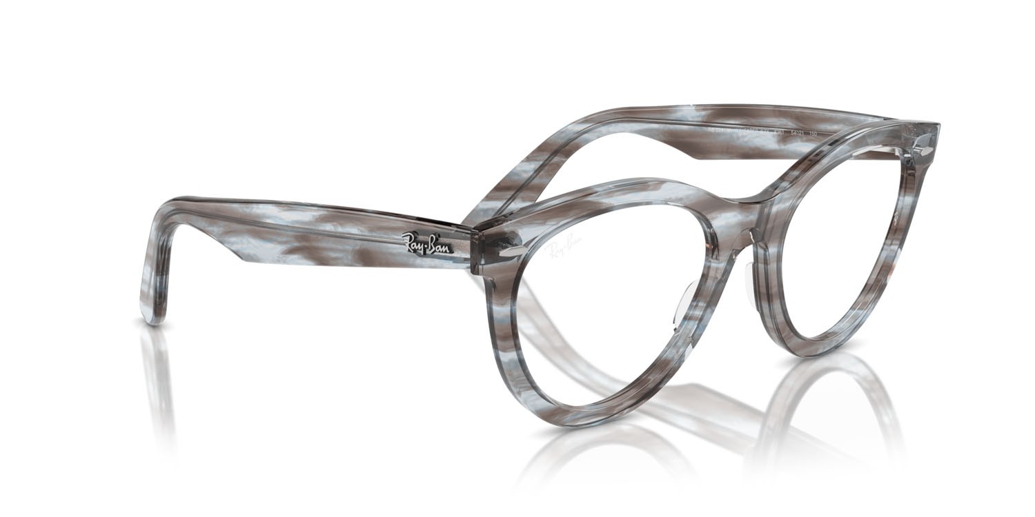 Eyeglasses Ray-Ban Wayfarer Way RX 2241V (8361) - RB 2241V 8361 color striped transparent blue shape round lenses trasparente