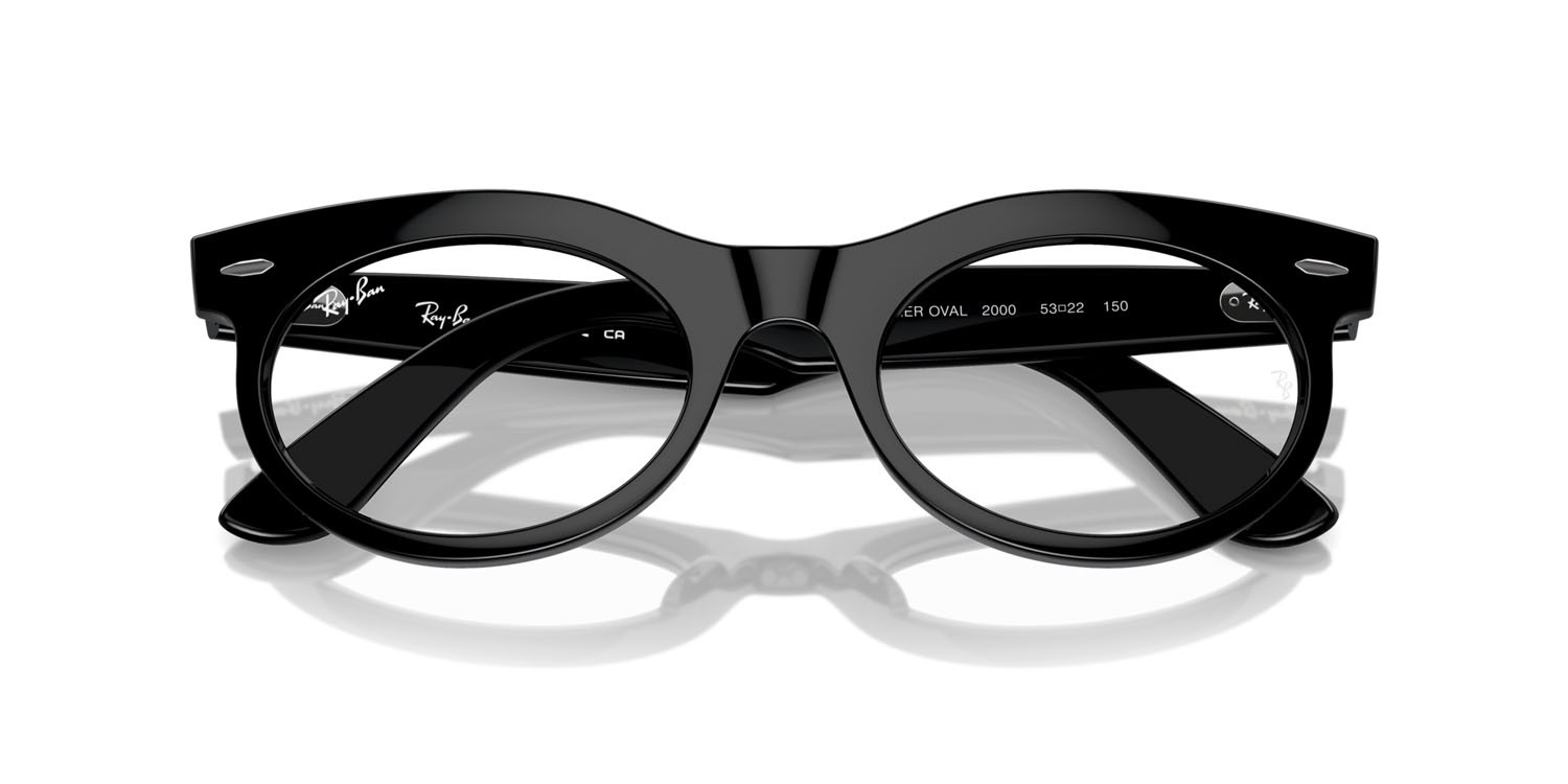 Occhiali da vista Ray-Ban Wayfarer Oval RX 2242V (2000) - RB 2242V 2000 colore nero forma ovale lenti trasparente