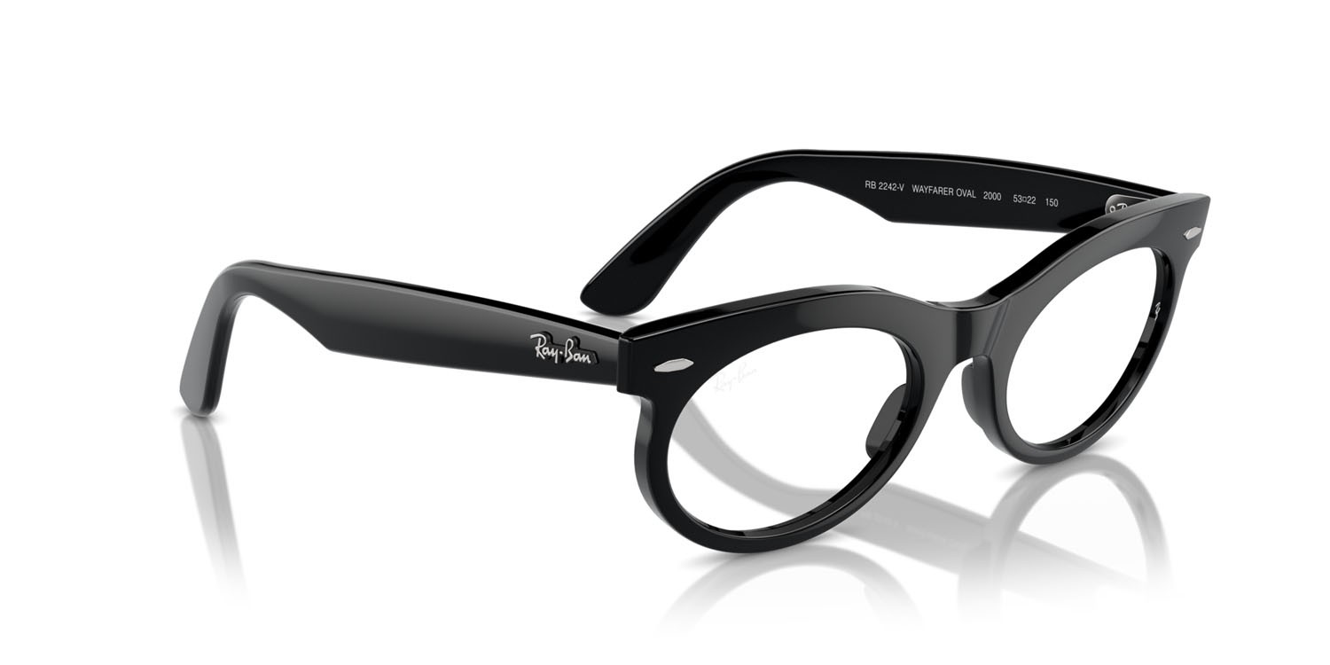Occhiali da vista Ray-Ban Wayfarer Oval RX 2242V (2000) - RB 2242V 2000 colore nero forma ovale lenti trasparente