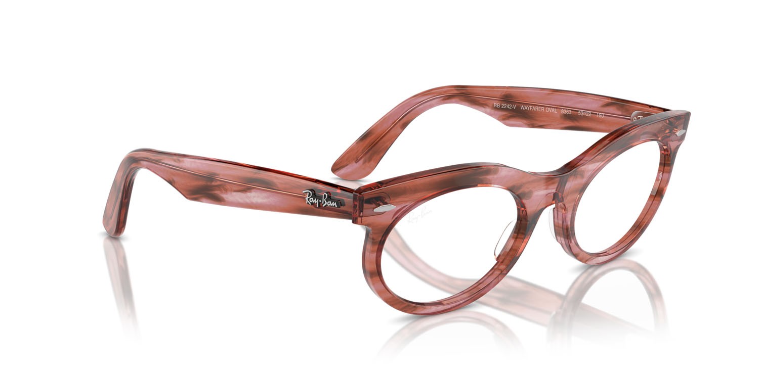 Eyeglasses Ray-Ban Wayfarer Oval RX 2242V (8363) - RB 2242V 8363 color striped transparent pink shape oval lenses trasparente