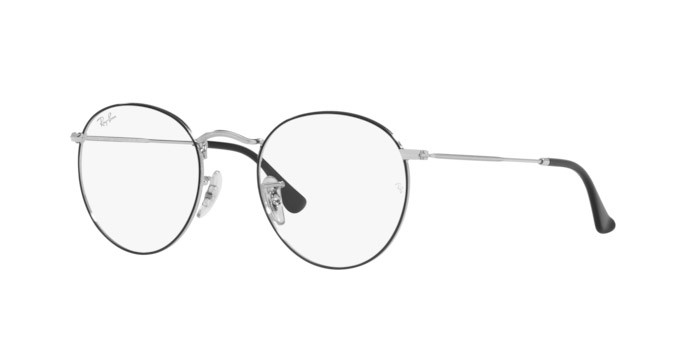 Brillen Ray-Ban Round Metal RX 3447V (2861) - RB 3447V 2861 farbe nero su argento form rund gläser lente demo