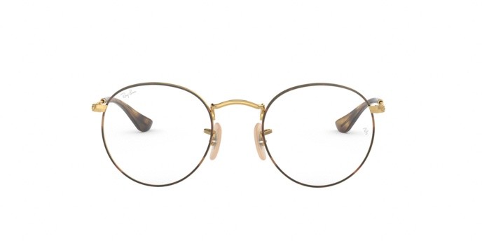 Brillen Ray-Ban Round Metal RX 3447V (2945) - RB 3447V 2945 farbe gold on top havana form pantos gläser demo lens