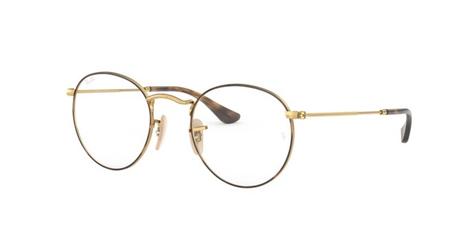 Brillen Ray-Ban Round Metal RX 3447V (2945) - RB 3447V 2945 farbe gold on top havana form pantos gläser demo lens