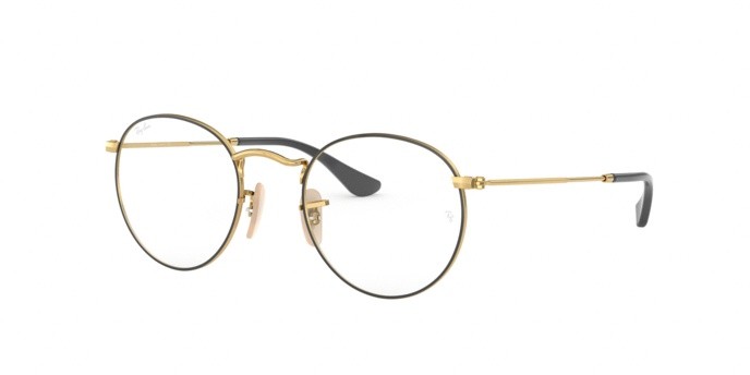 Brillen Ray-Ban Round Metal RX 3447V (2991) - RB 3447V 2991 farbe gold on top black form pantos gläser demo lens