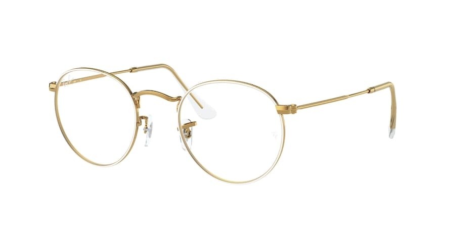 Occhiali da vista Ray-Ban Round Metal RX 3447V (3104) - RB 3447V 3104 colore white on legend gold forma rotondo lenti demo lens