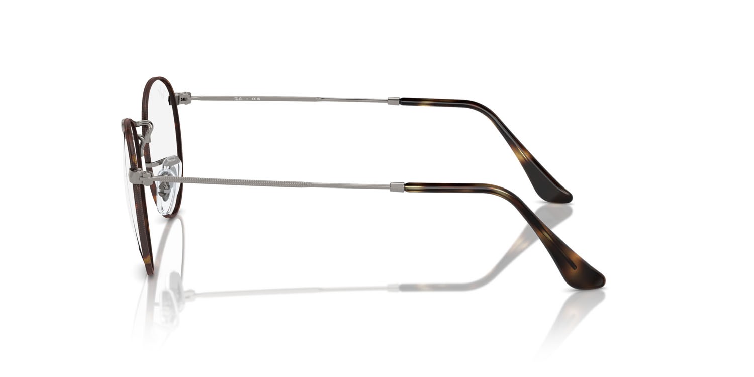 Brillen Ray-Ban Round Metal RX 3447V (3174) - RB 3447V 3174 farbe havana su gunmetal form rund gläser trasparente
