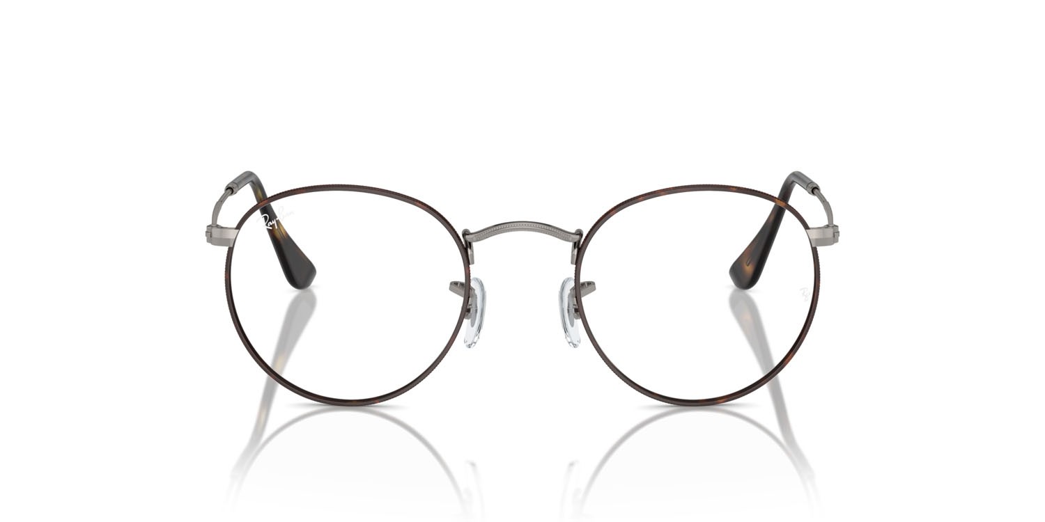 Brillen Ray-Ban Round Metal RX 3447V (3174) - RB 3447V 3174 farbe havana su gunmetal form rund gläser trasparente