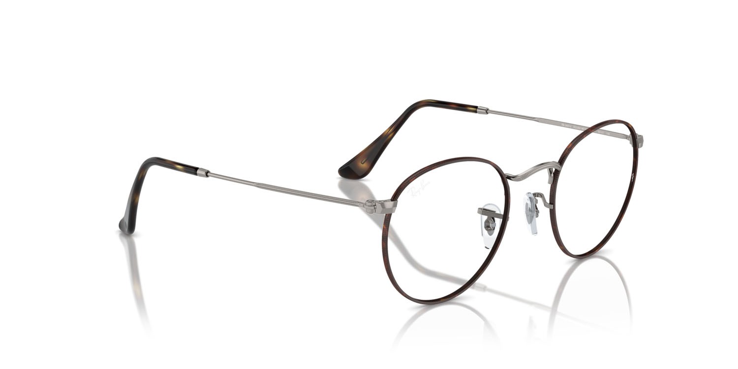 Brillen Ray-Ban Round Metal RX 3447V (3174) - RB 3447V 3174 farbe havana su gunmetal form rund gläser trasparente