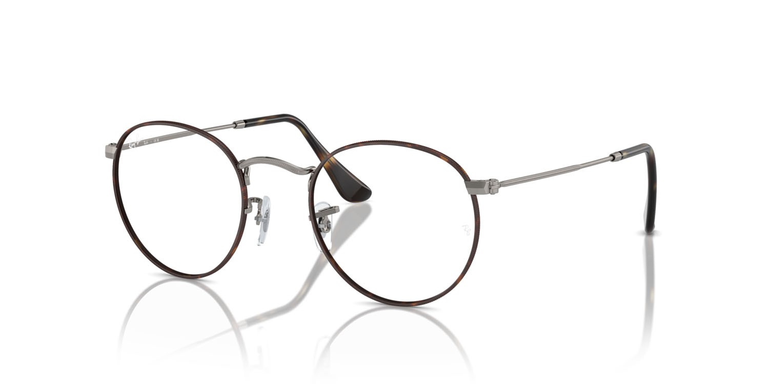 Brillen Ray-Ban Round Metal RX 3447V (3174) - RB 3447V 3174 farbe havana su gunmetal form rund gläser trasparente
