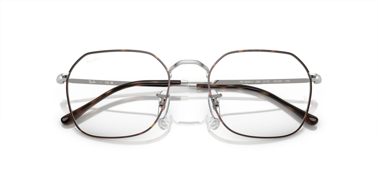 Eyeglasses Ray-Ban Jim RX 3694V (3178) - RB 3694V 3178 color havana on silver shape irregular lenses trasparente
