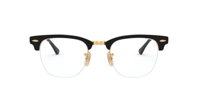 Eyeglasses Ray-Ban Clubmaster Metal RX 3716VM (2890) - RB 3716VM 2890 color gold on top black shape square lenses demo lens