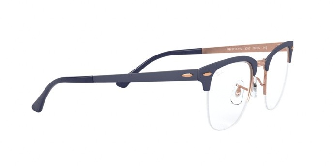 Brillen Ray-Ban Clubmaster Metal RX 3716VM (3055) - RB 3716VM 3055 farbe copper on top matte dark blue form quadratisch gläser demo lens