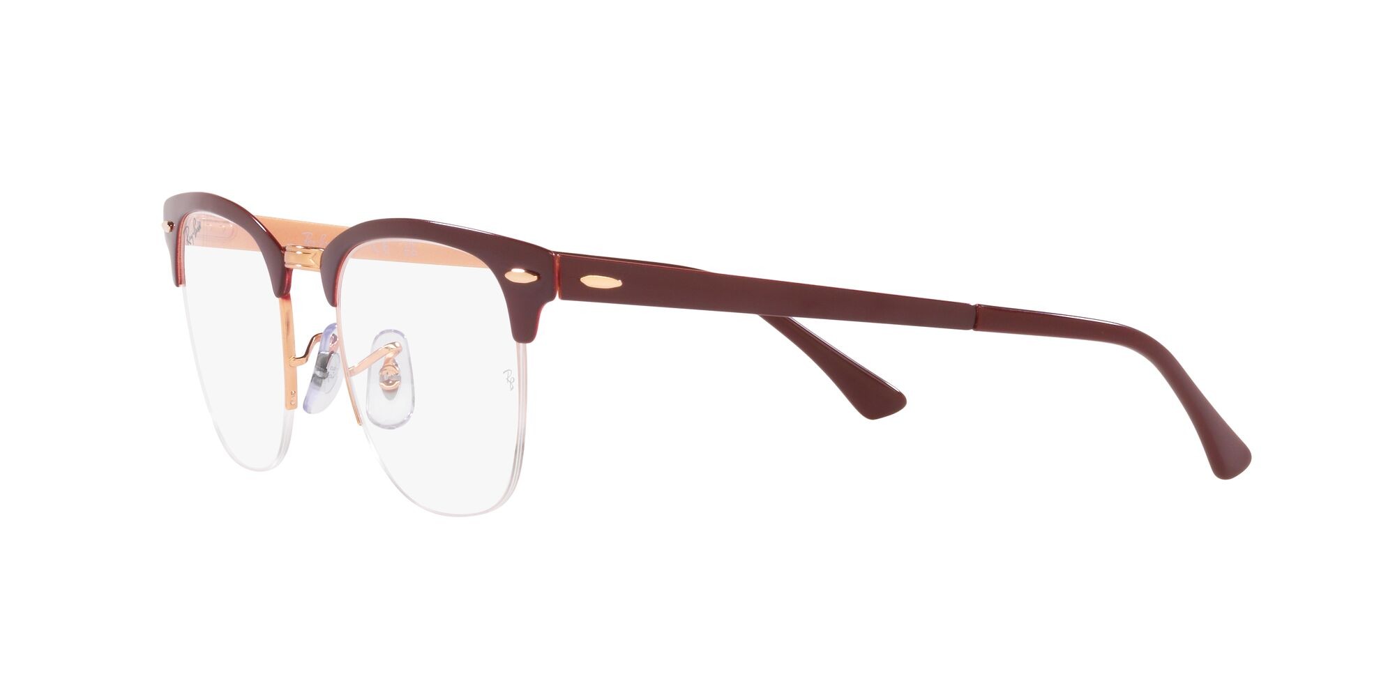 Brillen Ray-Ban Clubmaster Metal RX 3716VM (3147) - RB 3716VM 3147 farbe bordeaux on rose gold form quadratisch gläser lente demo