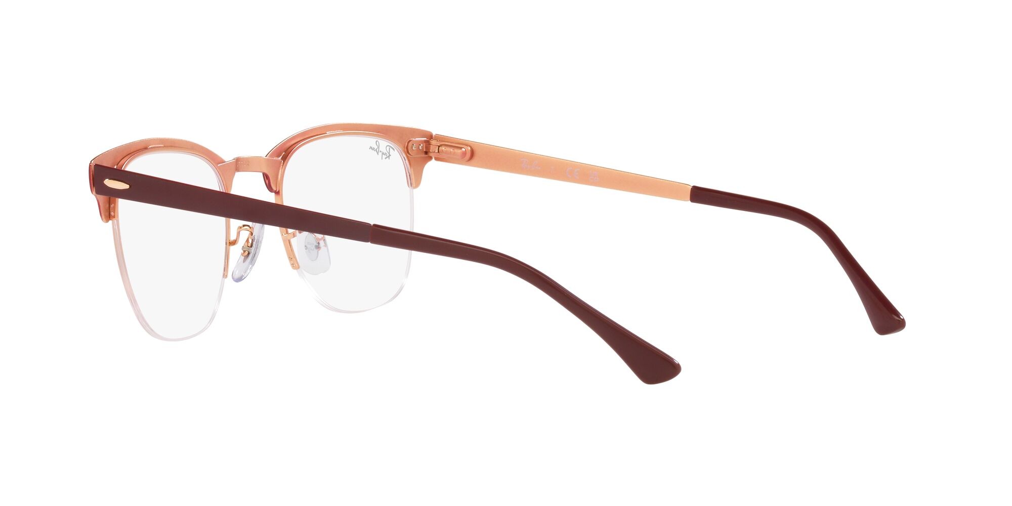 Brillen Ray-Ban Clubmaster Metal RX 3716VM (3147) - RB 3716VM 3147 farbe bordeaux on rose gold form quadratisch gläser lente demo