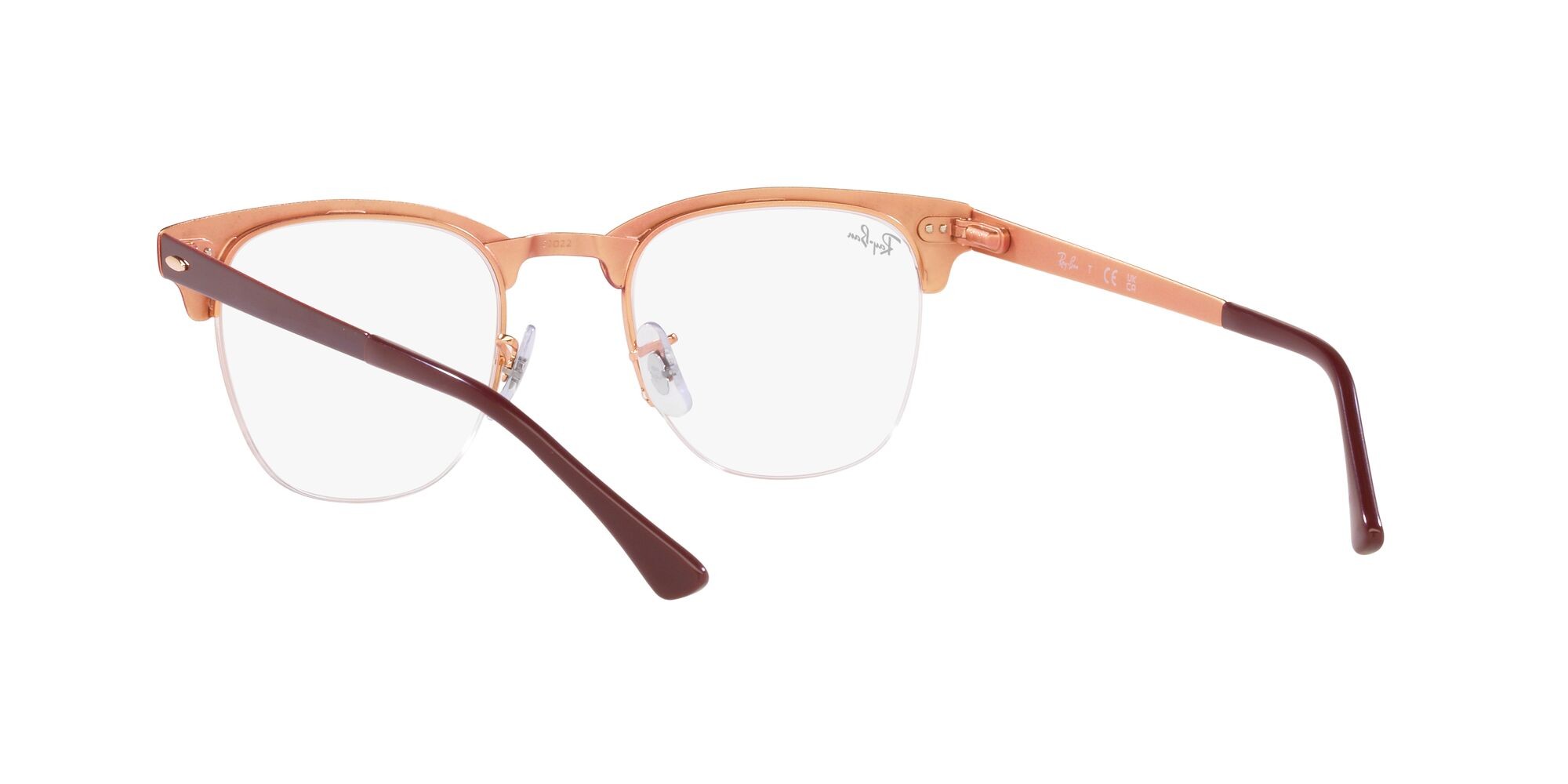 Brillen Ray-Ban Clubmaster Metal RX 3716VM (3147) - RB 3716VM 3147 farbe bordeaux on rose gold form quadratisch gläser lente demo