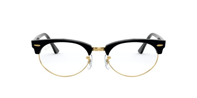 Brillen Ray-Ban Clubmaster Oval RX 3946V (8057) - RB 3946V 8057 farbe shiny black form oval gläser legend gold