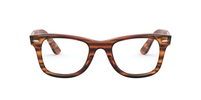 Brillen Ray-Ban Wayfarer Ease RX 4340V (5998) - RB 4340V 5998 farbe stripped red havana form quadratisch gläser demo lens