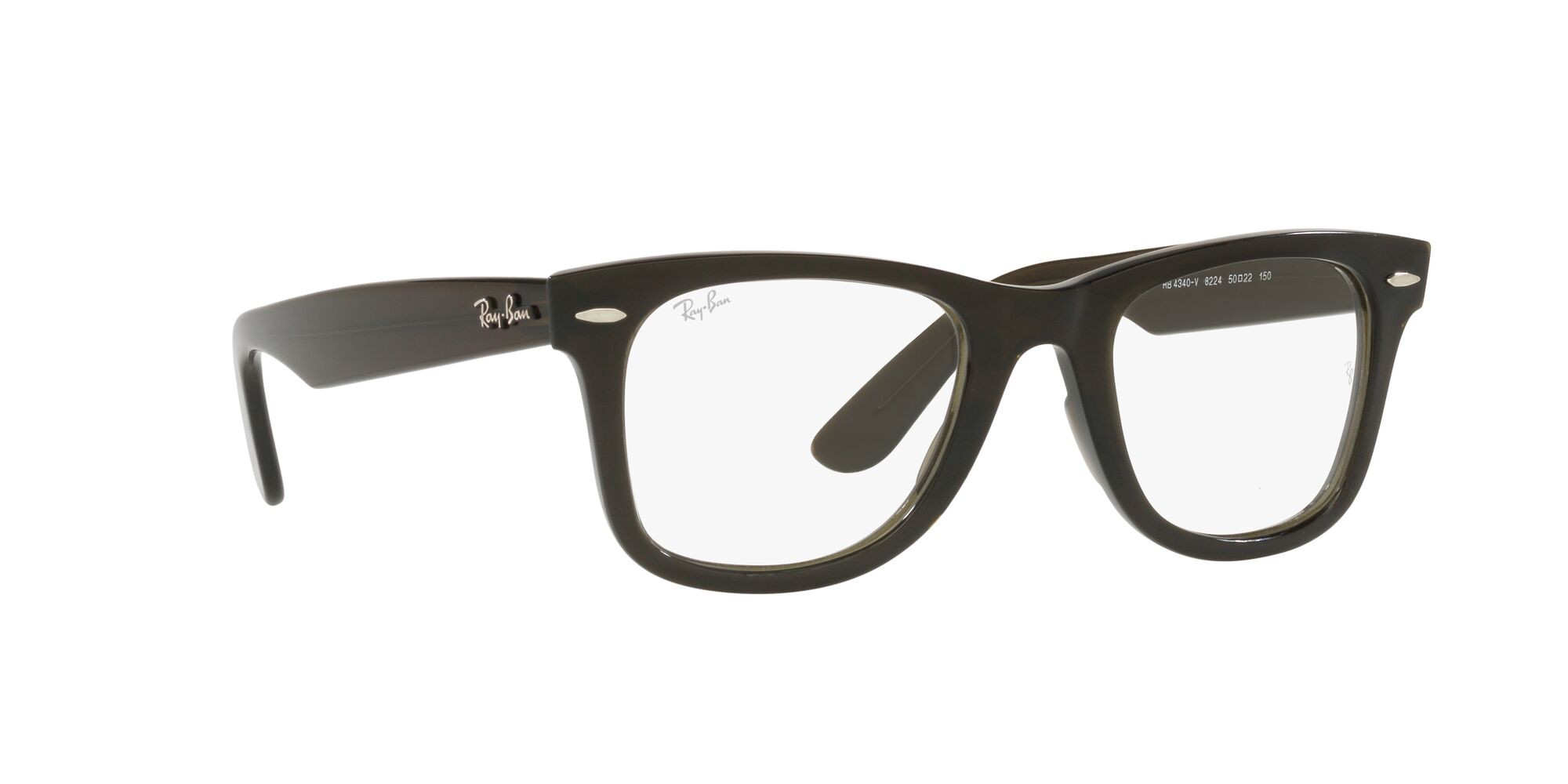 Brillen Ray-Ban Wayfarer Ease RX 4340V (8224) - RB 4340V 8224 farbe verde oliva trasparente form quadratisch gläser lente demo