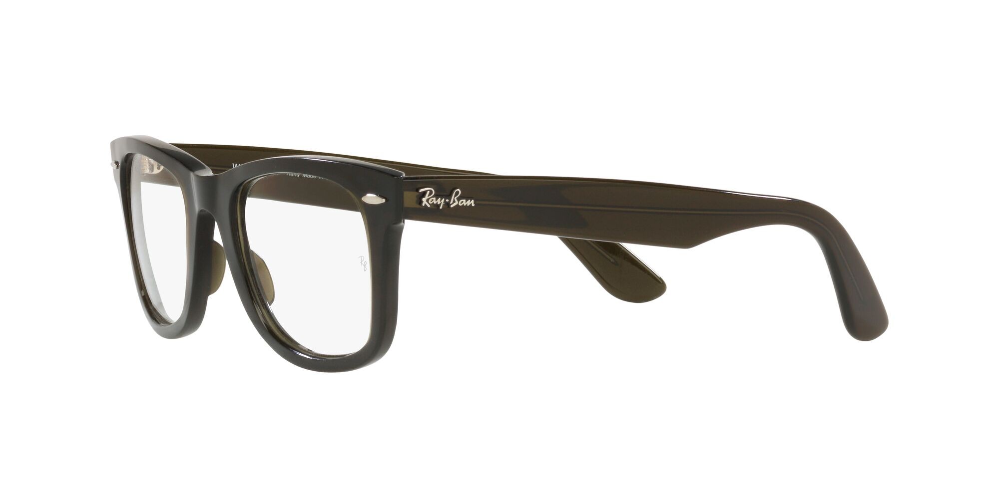 Brillen Ray-Ban Wayfarer Ease RX 4340V (8224) - RB 4340V 8224 farbe verde oliva trasparente form quadratisch gläser lente demo