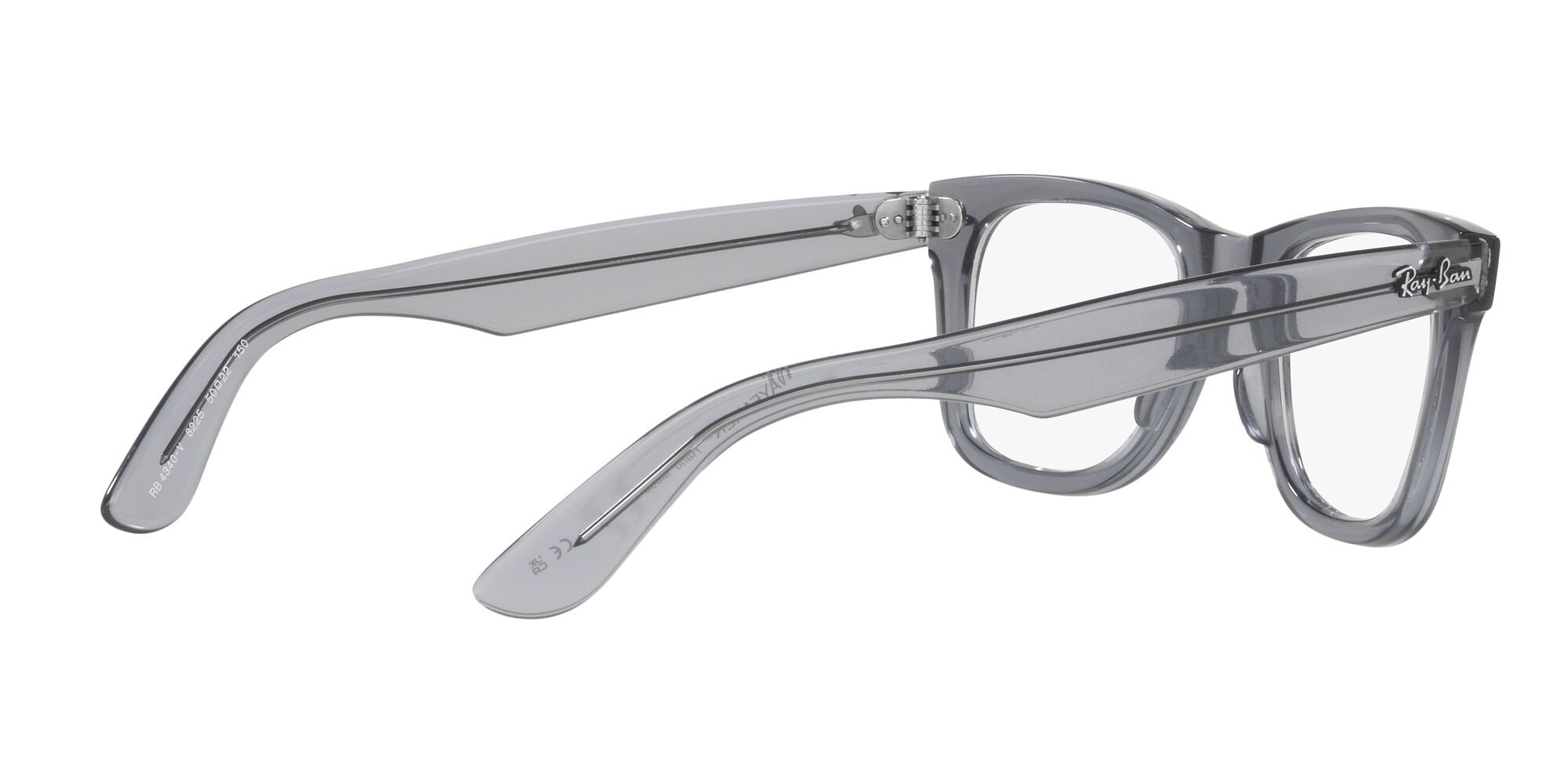 Occhiali da vista Ray-Ban Wayfarer Ease RX 4340V (8225) - RB 4340V 8225 colore grigio trasparente forma quadrato lenti lente demo