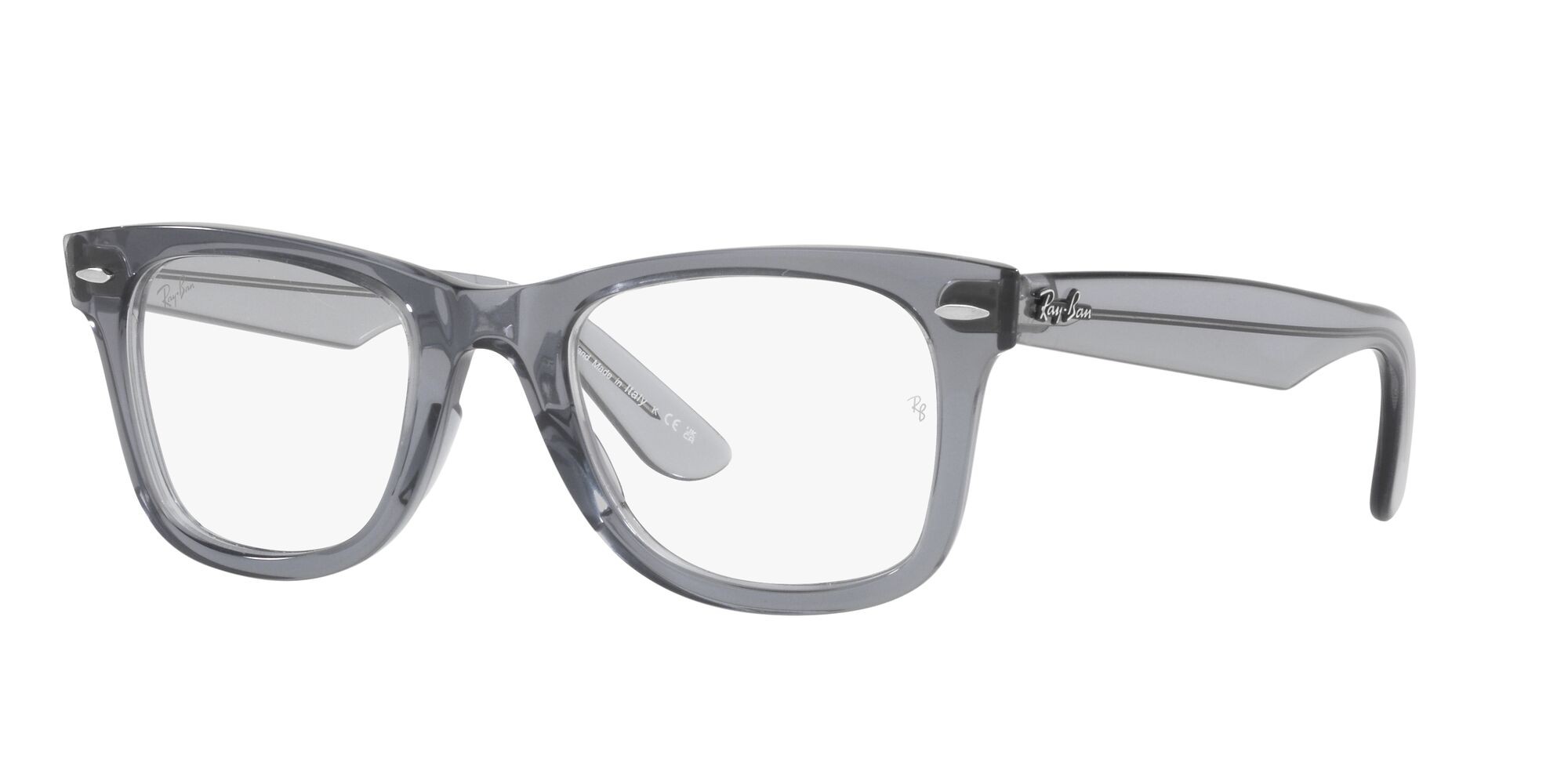 Occhiali da vista Ray-Ban Wayfarer Ease RX 4340V (8225) - RB 4340V 8225 colore grigio trasparente forma quadrato lenti lente demo