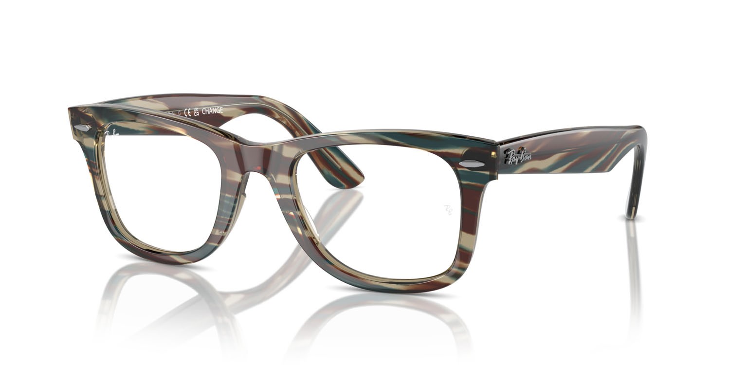 Occhiali da vista Ray-Ban Wayfarer Ease Change RX 4340V (8381) - RB 4340V 8381 colore photo striped grey forma quadrato lenti trasparente