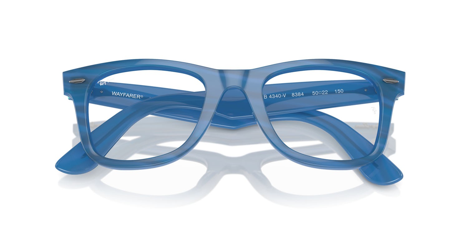 Occhiali da vista Ray-Ban Wayfarer Ease Change RX 4340V (8384) - RB 4340V 8384 colore photo striped blue forma quadrato lenti trasparente