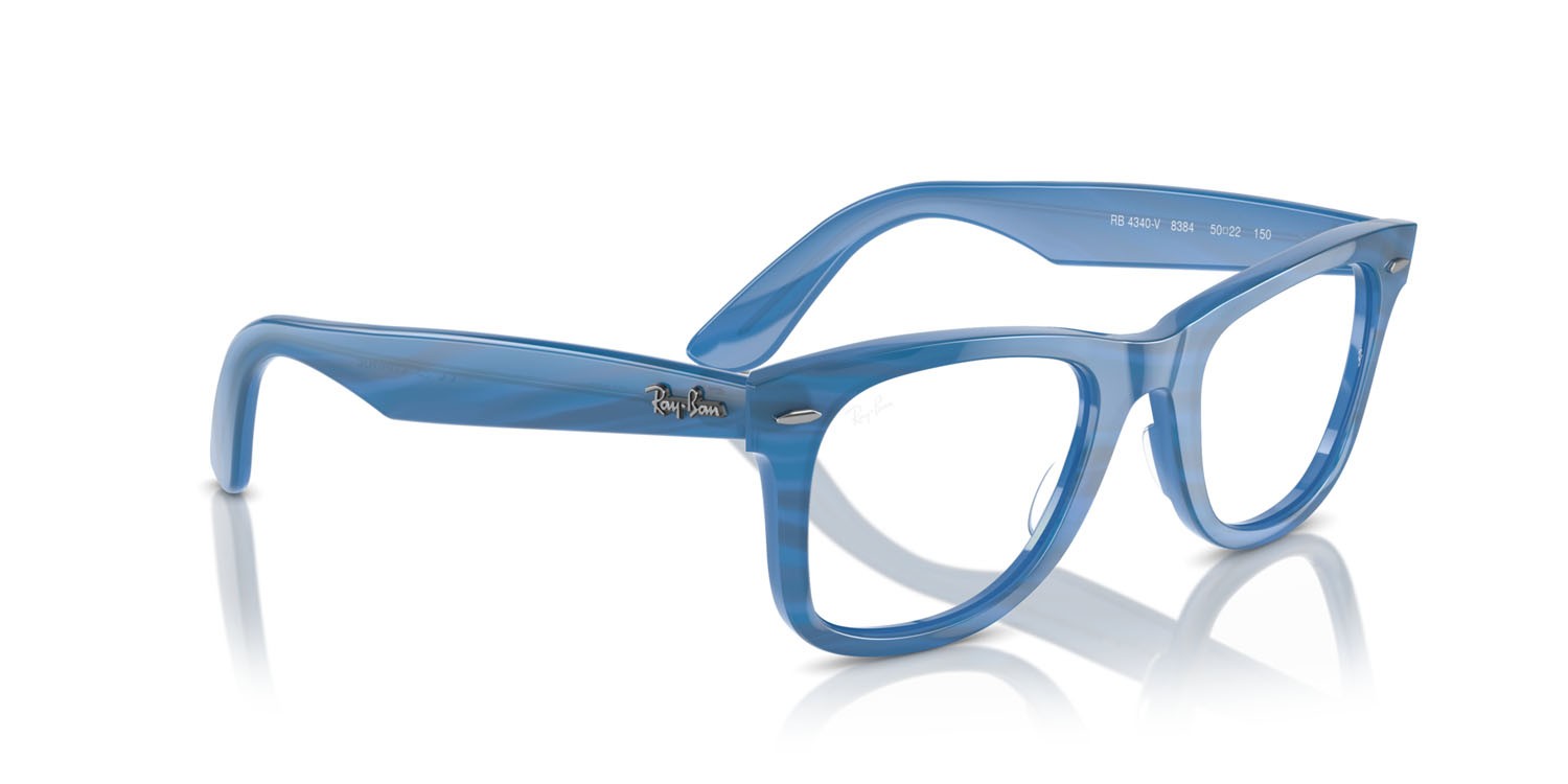 Occhiali da vista Ray-Ban Wayfarer Ease Change RX 4340V (8384) - RB 4340V 8384 colore photo striped blue forma quadrato lenti trasparente