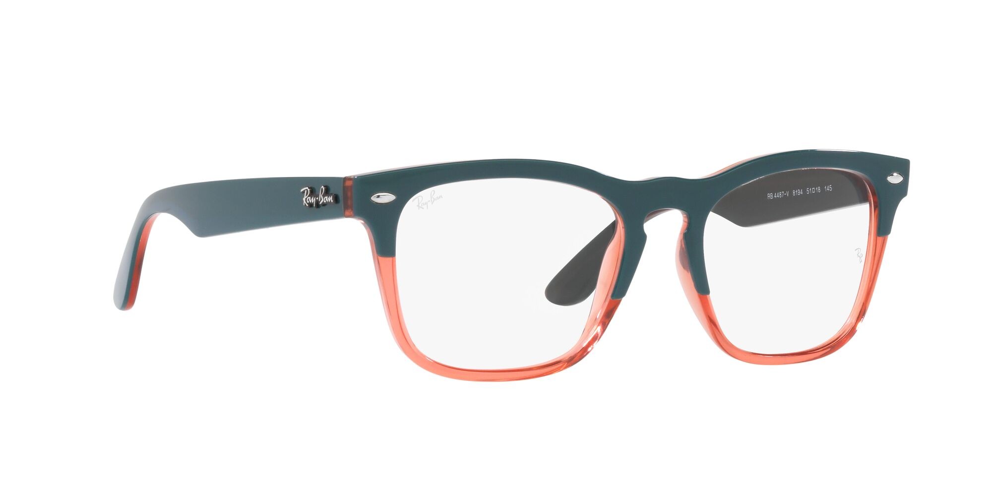 Brillen Ray-Ban Steve RX 4487V (8194) - RB 4487V 8194 farbe dark green on translucent light red form quadratisch gläser lente demo