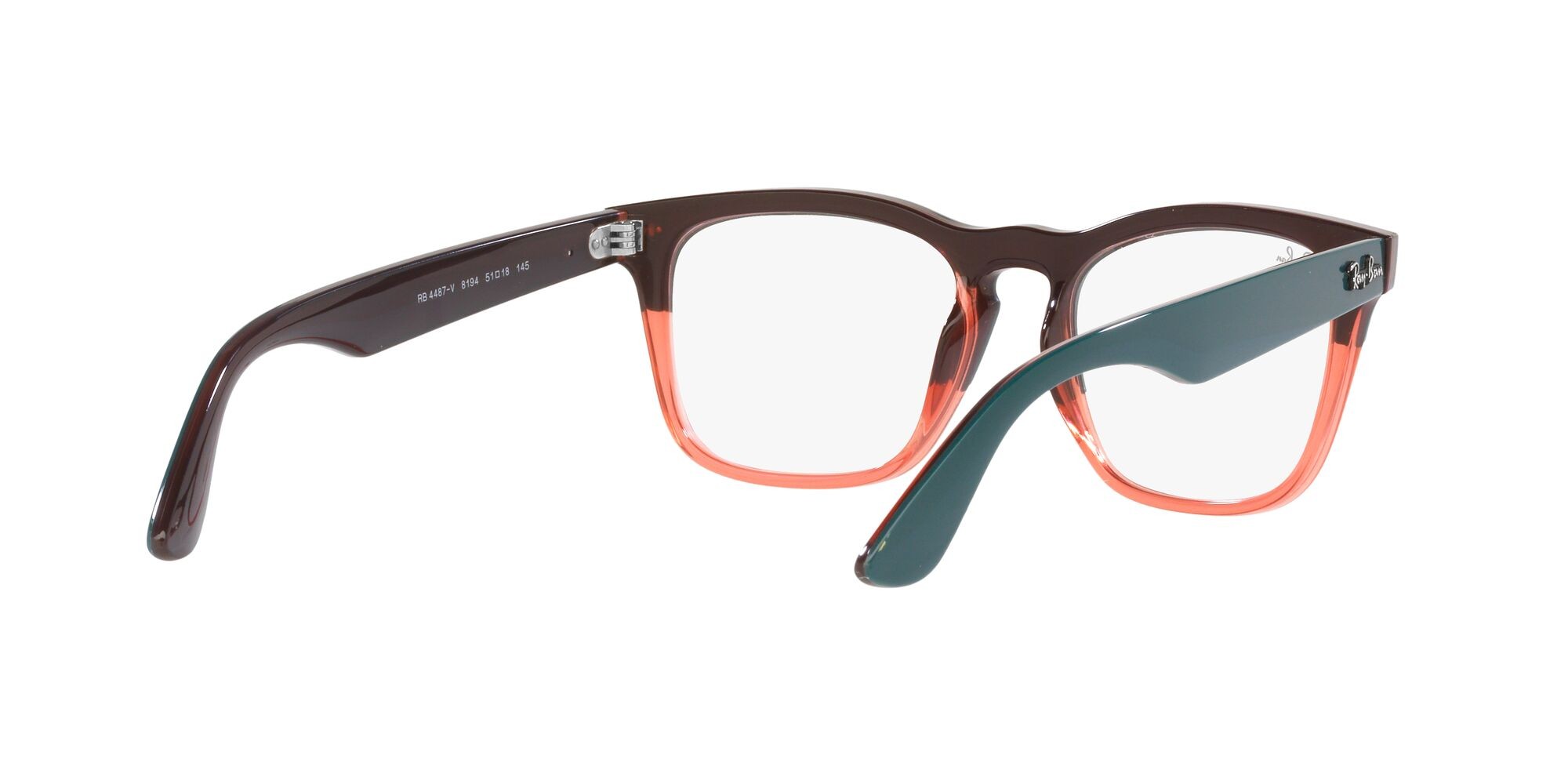Brillen Ray-Ban Steve RX 4487V (8194) - RB 4487V 8194 farbe dark green on translucent light red form quadratisch gläser lente demo
