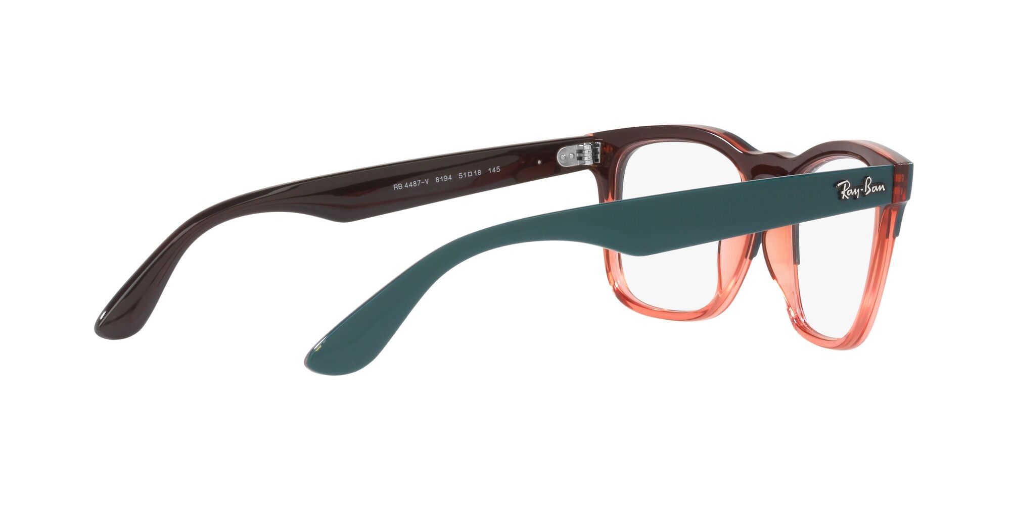 Brillen Ray-Ban Steve RX 4487V (8194) - RB 4487V 8194 farbe dark green on translucent light red form quadratisch gläser lente demo
