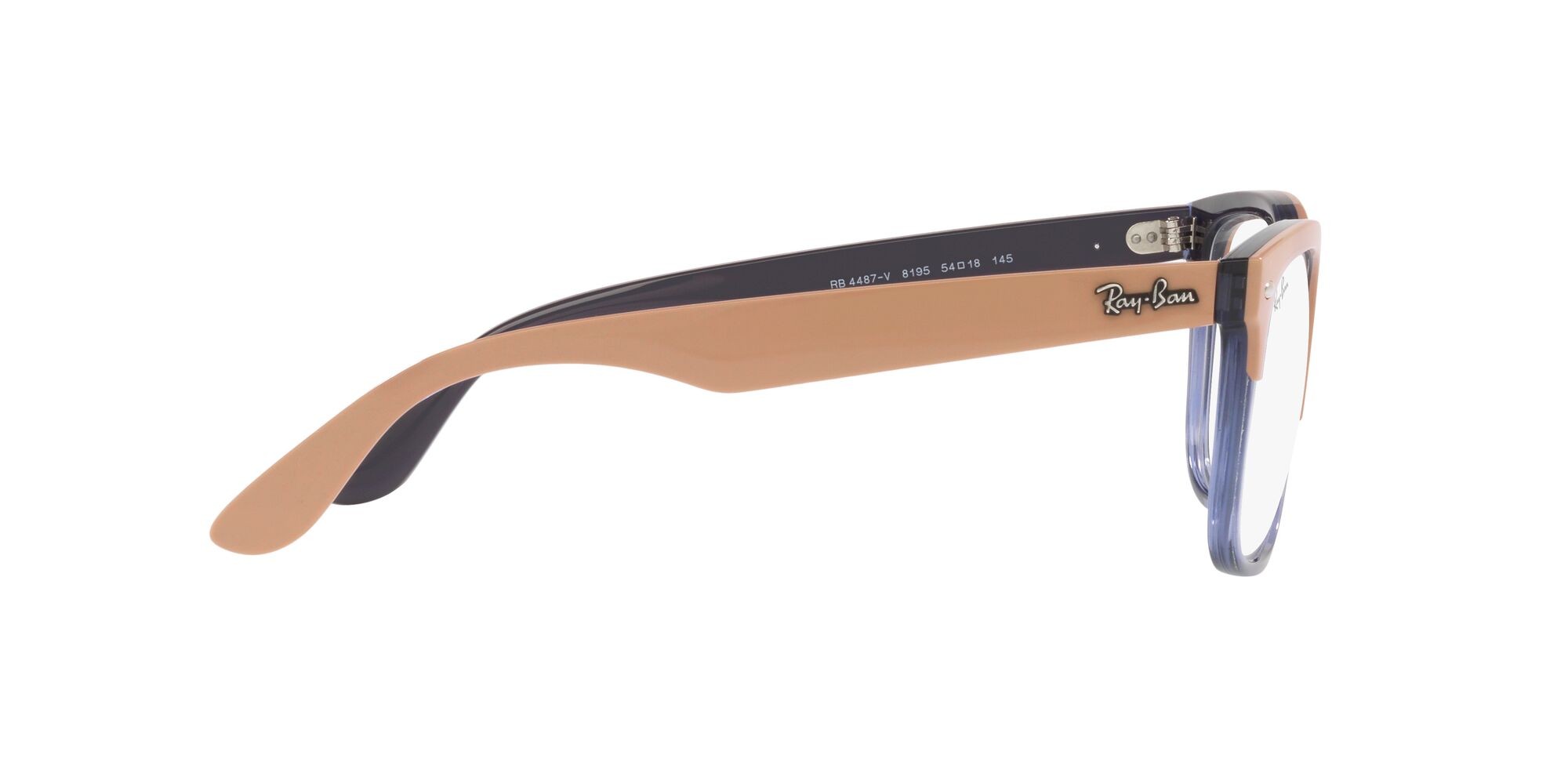 Brillen Ray-Ban Steve RX 4487V (8195) - RB 4487V 8195 farbe beige on transparent dark blue form quadratisch gläser trasparente