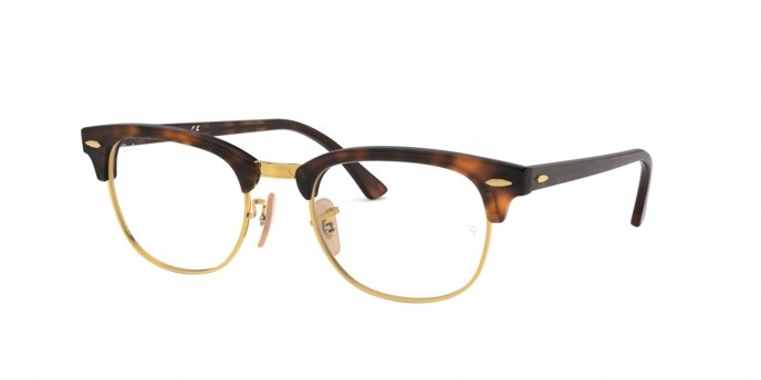 Eyeglasses Ray-Ban Clubmaster Optics RX 5154 (2372) - RB 5154 2372 color red havana shape square lenses demo lens