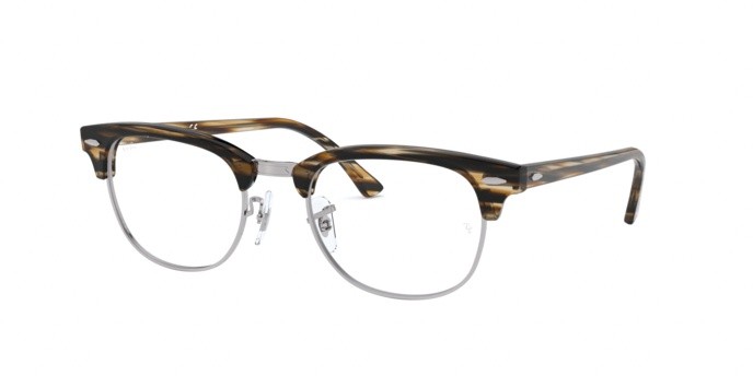 Brillen Ray-Ban Clubmaster Optics RX 5154 (5749) - RB 5154 5749 farbe brown/grey stripped form quadratisch gläser demo lens