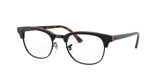 Brillen Ray-Ban Clubmaster RX 5154 (5909) - RB 5154 5909 farbe top grey on havana form quadratisch gläser demo lens