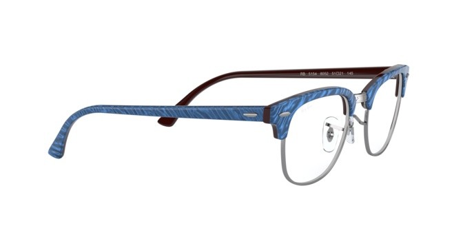 Brillen Ray-Ban Clubmaster RX 5154 (8052) - RB 5154 8052 farbe top wrinkled blue on brown form quadratisch gläser demo lens