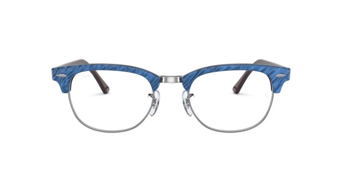 Brillen Ray-Ban Clubmaster RX 5154 (8052) - RB 5154 8052 farbe top wrinkled blue on brown form quadratisch gläser demo lens